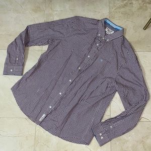 ORIGINAL PENGUIN Long Sleeve Maroon White Checkered Button Down Shirt